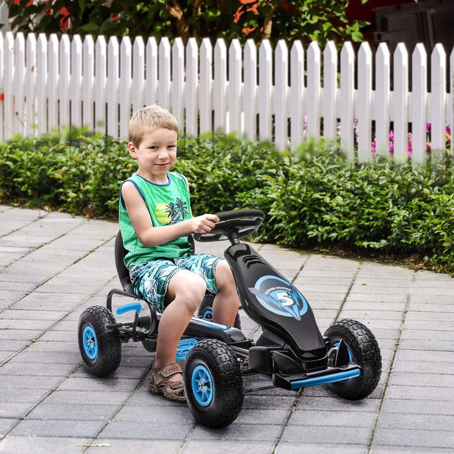 Go-kart for children with adjustable seat, rubber tires and brake