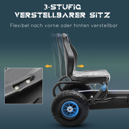 Go-kart for children with adjustable seat, rubber tires and brake