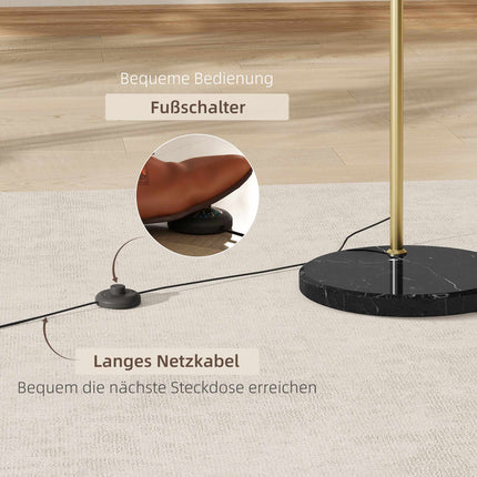 Gold Arc Floor Lamp with Adjustable Stand, Marble Base