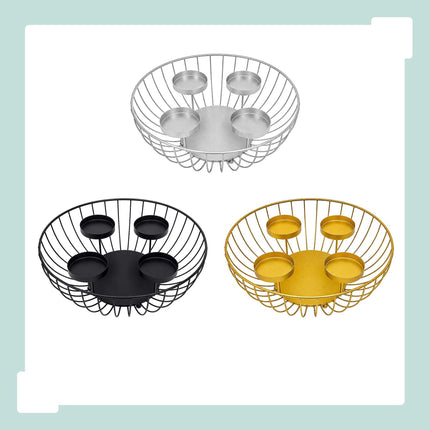 Gold Metal Advent Wreath Bowl, 33 cm Steel Holder
