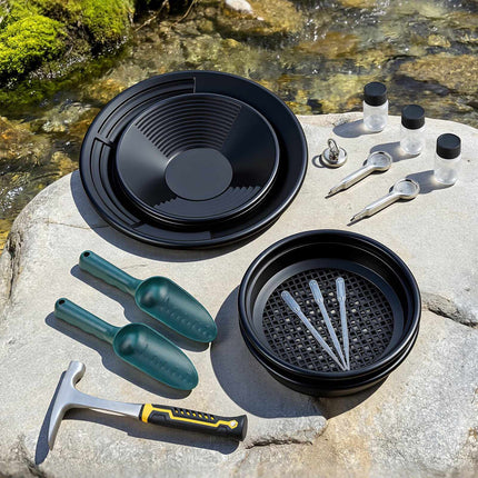 Gold Panning Kit, 19-Piece Set with 10 and 14 in Pans