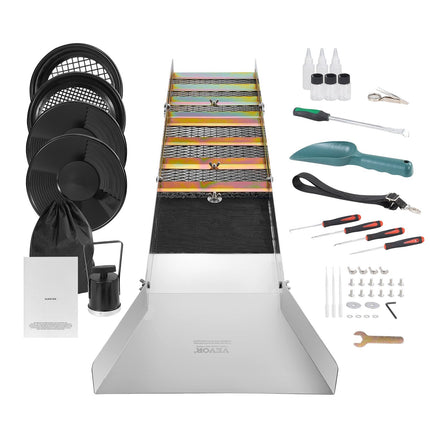 Gold Panning Kit, 50-Inch Aluminum Sluice Box, 23-Piece