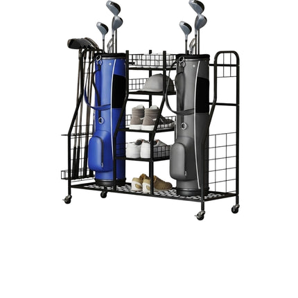 Organizér na golfové bagy s kolečky pro 2 bagy, černá