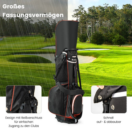 Golfový bag se 14 přihrádkami, 6 kapes, pláštěnka, červená