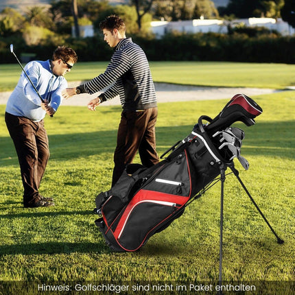 Golfový bag se 14 přihrádkami, 6 kapes, pláštěnka, červená