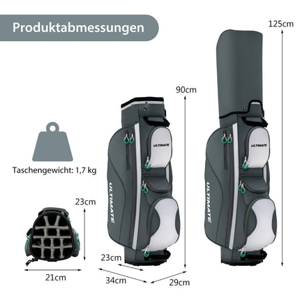Golfový bag se 14 přihrádkami, 7 kapes, ramenní popruh