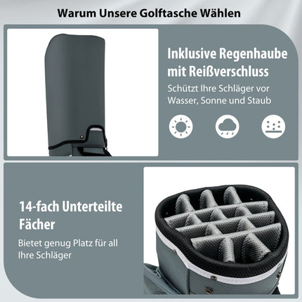 Golfový bag se 14 přihrádkami, 7 kapes, ramenní popruh