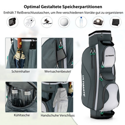Golfový bag se 14 přihrádkami, 7 kapes, ramenní popruh