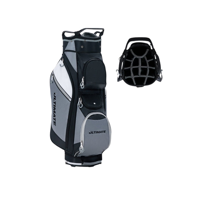 Golfový bag se 14 přihrádkami, voděodolná kapsa, černá/šedá