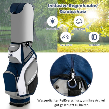 Golfový bag se 14 celodélkovými přihrádkami, tmavě modrá/šedá