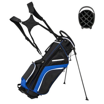 Golfový bag s 14dílnou přepážkou, 6 kapes, pláštěnka, modrá