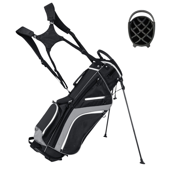 Golf Bag with 14-Way Divider, 6 Pockets, Rain Cover, Gray