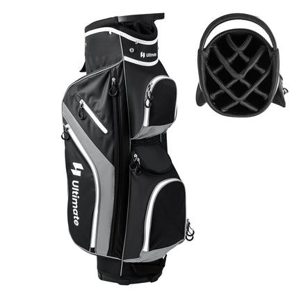 Golfový cart bag se 14 přihrádkami, 9 kapes, chladicí kapsa, šedá