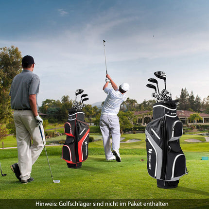 Golfový cart bag se 14 přihrádkami, 9 kapes, chladicí kapsa, šedá