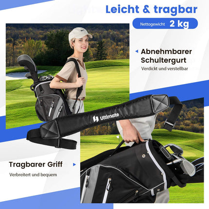 Golfový cart bag se 14 přihrádkami, 9 kapes, chladicí kapsa, šedá