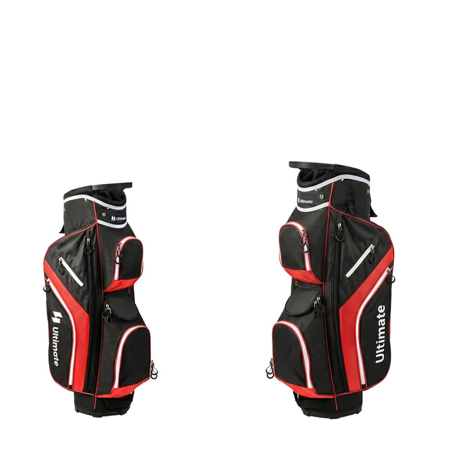 Golfový cart bag se 14 přihrádkami, 9 kapes, červená