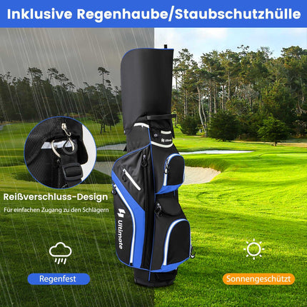 Golf Cart Bag with 14 Dividers, Rain Cover, Blue