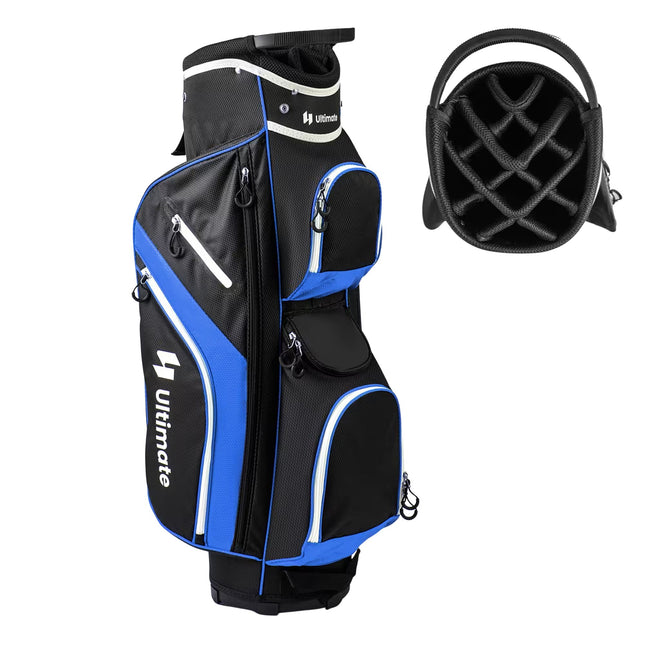 Golfový cart bag se 14 přihrádkami, pláštěnka, modrá