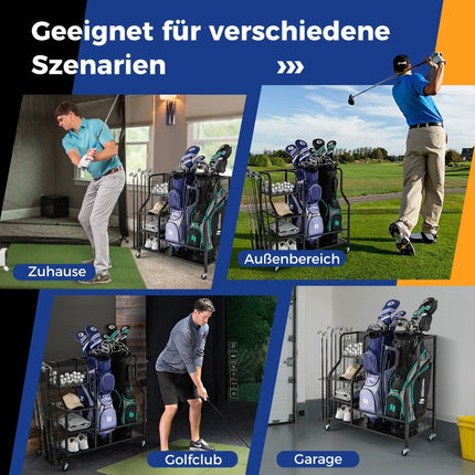 Golfový organizér s kolečky – pro 2 bagy, hole a vybavení