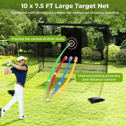 Golf Practice Hitting Net with Dual Side Barriers, Black
