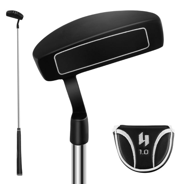 Golfový putter 89 cm, nerezový mallet putter s nerezovou hlavou a protiskluzovým gripem