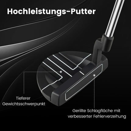 Golfový putter 89 cm, nerezový mallet putter s nerezovou hlavou a protiskluzovým gripem