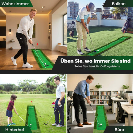 Golf Putting Mat – 300 cm, Dual Hole, 3 Balls