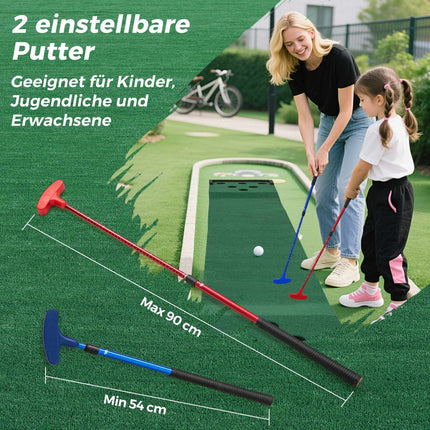 Golf Putting Mat Set – Adjustable Putters, 6 Balls, 12 Covers