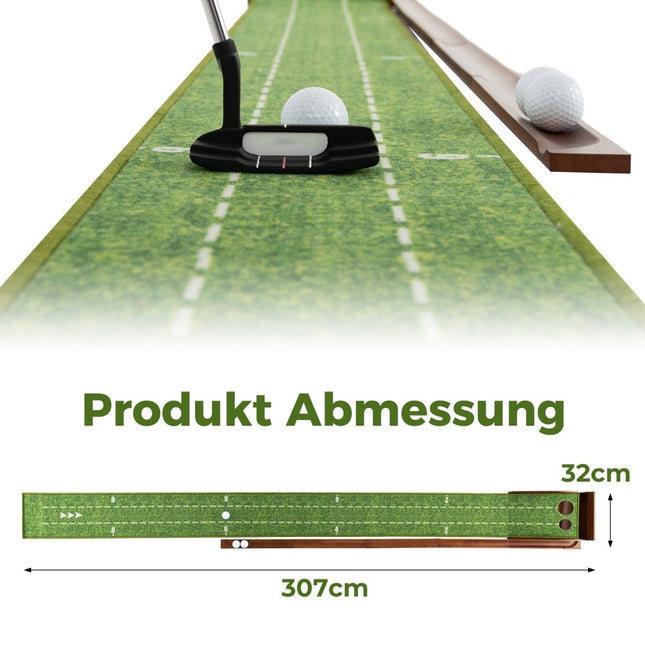 Golf Putting Mat with 2 Holes & Auto Ball Return