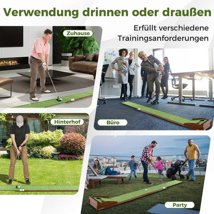 Golf Putting Mat with 3 Holes & Auto Ball Return