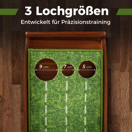 Golf Putting Mat with 3 Holes & Auto Ball Return