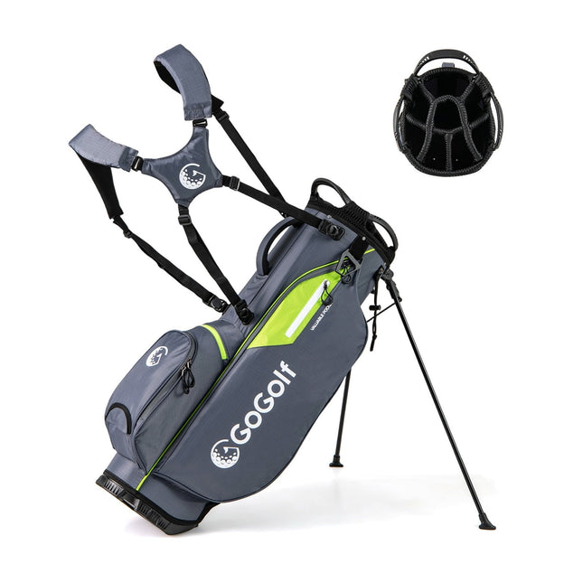Golfový stand bag, 8dílná přepážka, 5 kapes, šedá