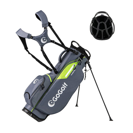 Golfový stand bag, 8dílná přepážka, 5 kapes, šedá