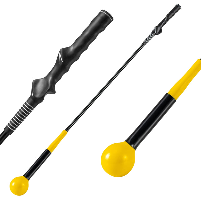 Tréninková pomůcka na golfový švih, 100cm, zatížená hlava, žlutá
