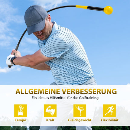 Tréninková pomůcka na golfový švih, 100cm, zatížená hlava, žlutá