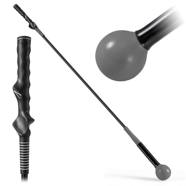 Tréninková pomůcka na golfový švih, 120cm, zatížená hlava, šedá