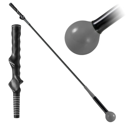 Tréninková pomůcka na golfový švih, 120cm, zatížená hlava, šedá