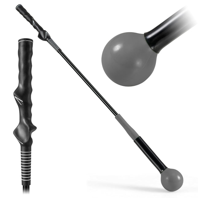 Tréninková pomůcka na golfový švih, 80cm, zatížená hlava, šedá