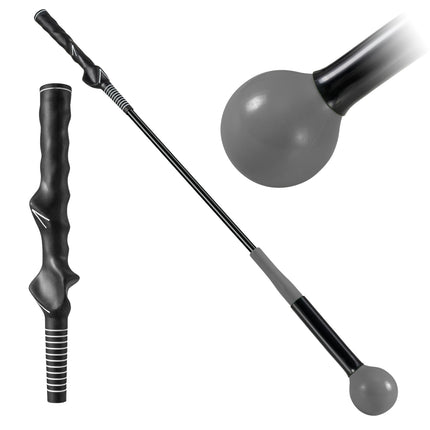 Tréninková pomůcka na golfový švih, 80cm, zatížená hlava, šedá