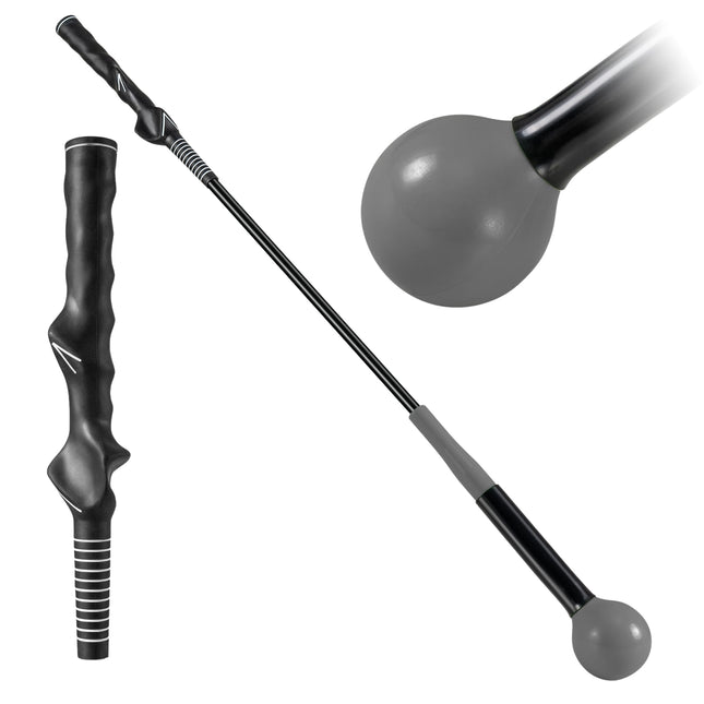 Tréninková pomůcka na golfový švih, 80cm, zatížená hlava, šedá