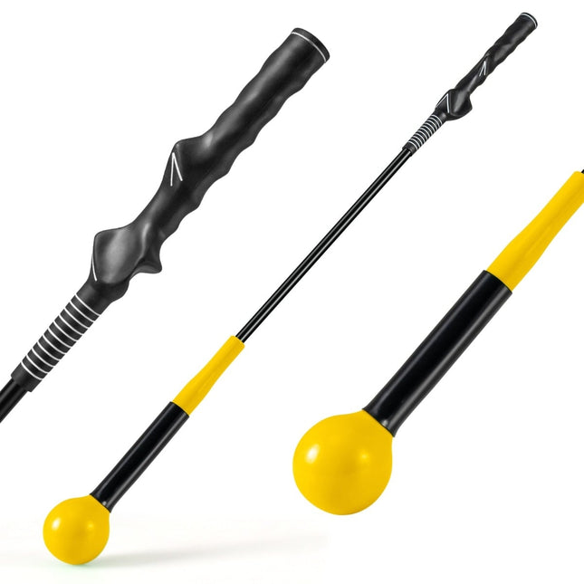Tréninková pomůcka na golfový švih, 80cm, zatížená hlava, žlutá