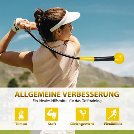 Tréninková pomůcka na golfový švih, 80cm, zatížená hlava, žlutá
