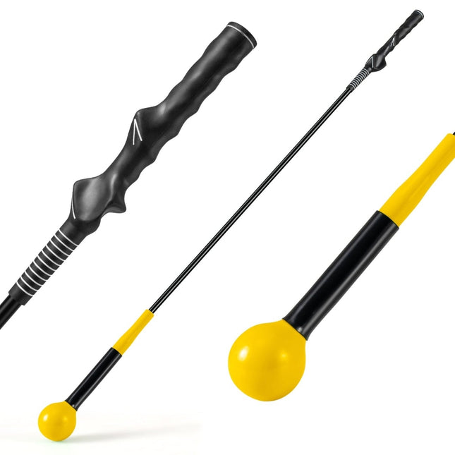 Trenažér golfového švihu se zatíženou hlavou, 120cm, žlutá