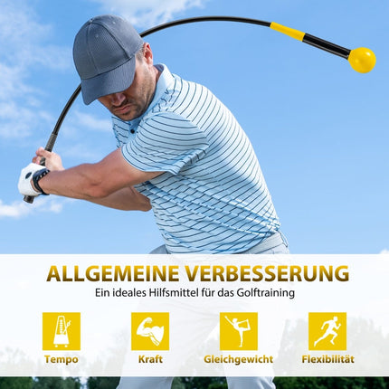 Trenažér golfového švihu se zatíženou hlavou, 120cm, žlutá