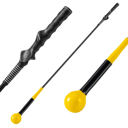 Trenažér golfového švihu se zatíženou hlavou, 120cm, žlutá