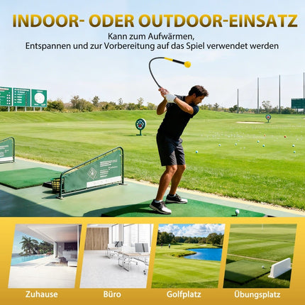 Trenažér golfového švihu se zatíženou hlavou, 120cm, žlutá