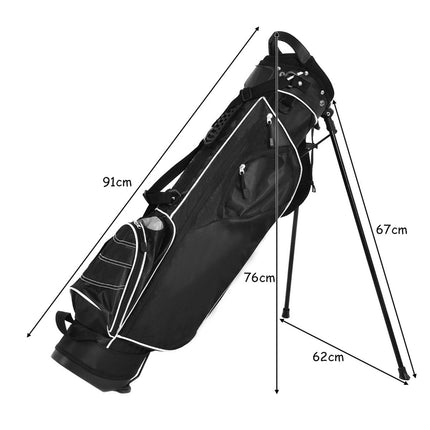 Golf bag 9 inch golf bag pencil bag professional travel bag stand bag with head section and carrying strap-black