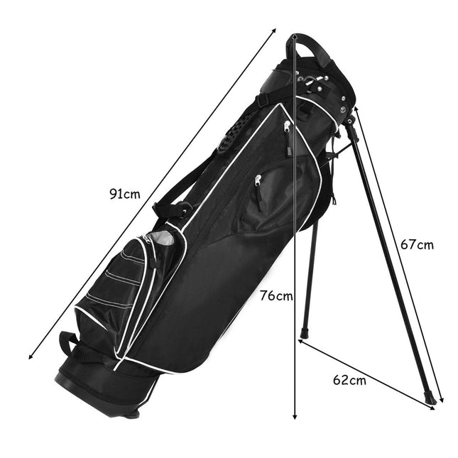 Golfový bag 9 palců, pencil bag, profesionální cestovní stand bag s oddílem na hlavy holí a popruhem-černá