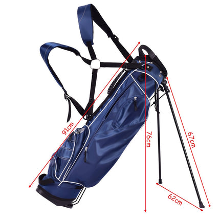 Golfový bag 9 palců, pencil bag, profesionální cestovní stand bag s oddílem na hlavy holí a popruhem-modrá