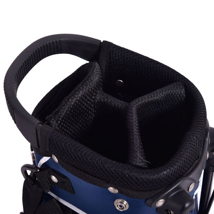 Golfový bag 9 palců, pencil bag, profesionální cestovní stand bag s oddílem na hlavy holí a popruhem-modrá